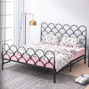 Made in China High Quality Simple Black White Wrought Iron Eco Friendly Metal Folding Bed Frame
