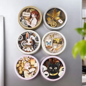 Magnetic Food-Grade Matte Tinplate Container for Fridge Storage, Pills, Seeds, Sugar, Salt, Popcorn, Snacks, and Chocolate