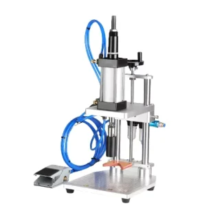 Manual Driven Pneumatic Plastic Glass Seasoning Bottle Press Capping Machine Perfume Vial Spray Cap Collar Pressing Machine