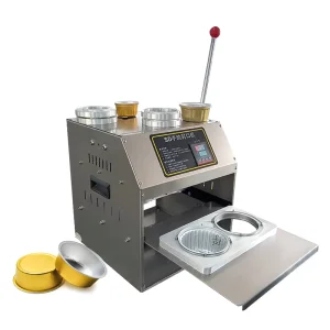 Manual Sealing Machine Seal 2 at a Time Replaceable Mold Aluminum Foil Tray Packer Pastry Dessert Tray Packing Machine for Food