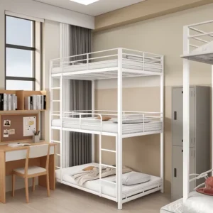 Manufactory Bedroom Furniture Strong Iron Frame Steel 3 Tiers Metal Bunk Beds for Adult Dormitory School Living Room Hostel