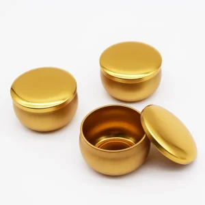 Manufacturer 2.2oz Wood Grain Metal Aroma Candle Can with Gold Lid
