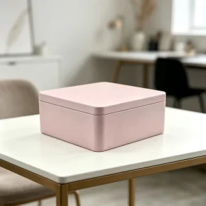Manufacturer Pink Square Matte Metal Tin Box for Cosmetics Candle Jewelry Gift Packaging