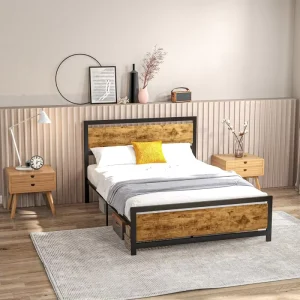 Manufacturer Price Folding Metallic Double Metal Bed Frame Bedroom Queen Size Metal Beds for Bed Room