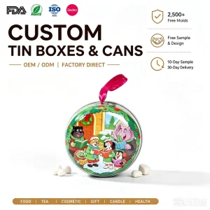 Manufacturer Small Metal Tinplate Mini Can Round Tin Packaging Canister for Tea