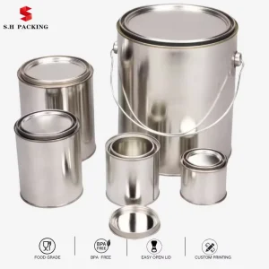 Manufacturer Supply 1L 5L 10L 15L 20L Tinplate Paint and Chemical Buckets, Customized Size Metal Cans