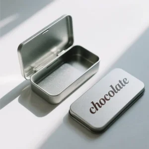 Matt Silver Rectangle Tin Box for Chocolate, Candy, and Gummies