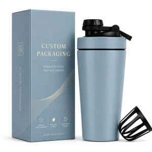 Matte 304 Stainless Steel Protein Shaker Bottle with Built-in Mixer, No Ball