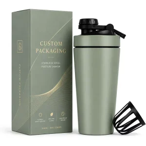 Matte 304 Stainless Steel Shaker Bottle with Detachable Agitator, 25oz/30oz, Leak-Proof