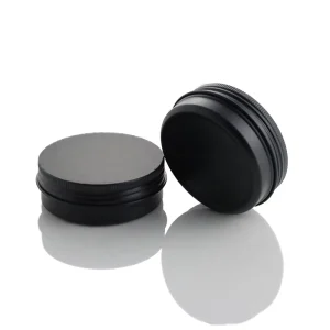 Matte Black Aluminum 60ml Cosmetic Jar 2 oz Empty Round Metal Screw Top Tin Cans 60g Hair Wax Can Box with Lids
