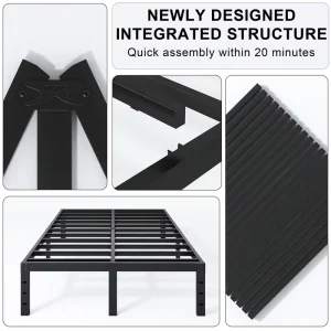 Matte Black Heavy Duty Platform Bed Easy Setup Under Bed Storage 12 Inches Tall Full Metal Bed Frame