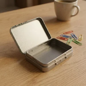 Matte Black Hinged Metal Tin Box for Gift Packaging