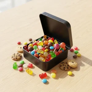 Matte Black Hinged Metal Tin Box for Gift Packaging