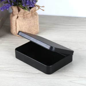 Matte Black Rectangular Metal Storage Box