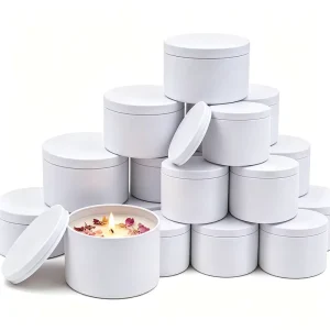 Matte Black White Tin Cans for Candles With Lid 2oz 4oz 8oz 10oz 16oz Factory Custom Logo Metal Cans Candle Tins