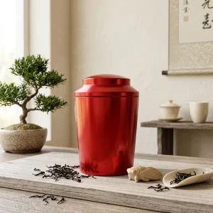 Matte Red Conical Airtight Food Grade Tinplate Storage Tin Can for Tea Nuts Candy Packaging