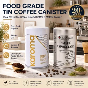 Matte Tinplate Cylinder Cans with Custom Logo for Coffee and Tea Powder Packaging