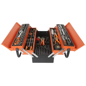 Mechanic Cantilever Metal Toolbox 3-Layer Foldable Steel Tool Storage Box