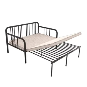 Metal Arm Futon Black Metal Frame Flexible Iron Sofa Bed With Multifunction for Home Living Room or Bedroom DF 912