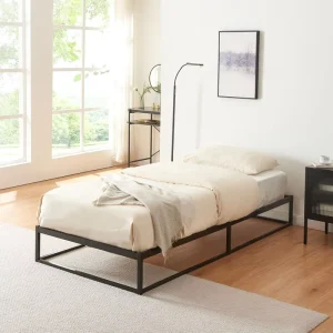 Metal Bed 160 X 200 cm Double Bed Frame Metal Beds Storage Space Under Bed Frame Steel Black