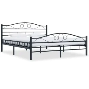 Metal Bed with Slatted Bases Black Metal 140 X 200 cm 160 X 200 cm 180 X 200 cm