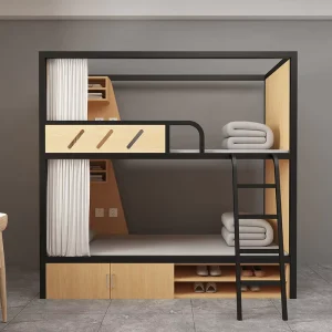 Metal Bunk Bed Frame for School Dormitories Youth Hostels Minimalist Modern Design Customized Color 10 Year Warranty Commercial
