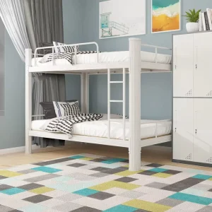 Metal Bunk Beds Thickened Steel with Ladder School Hotel Knock Down Modern Bedroom School Furniture 5 – 10 Years