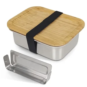 Metal Food Box School Children Bento Box Kids Container Microwave Safe Stainless Steel Lunch Box with Removable Divider