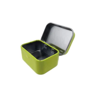 Metal Mint Two-Piece Tin Can Container with Hinged Lid