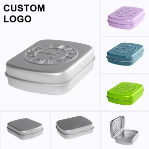 Metal Mint Two-Piece Tinplate Hinged Box Container with Custom Size and Rectangle Shape for Gift & Craft