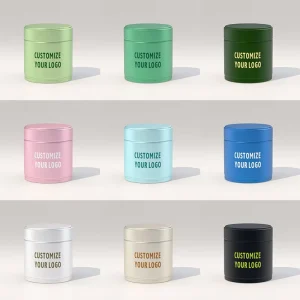 Metal Packaging Container Food Grade Eco Friendly Airtight Empty Colored Matcha Powder Round Tea Tin Can Boxes