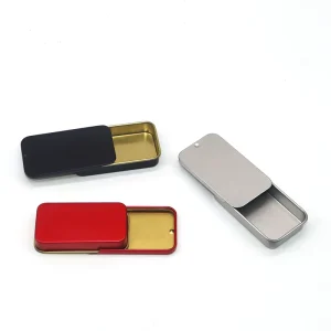 Metal Rectangular Slide-Top Tin Box with Removable Lid for Food Mints Candy and Cake Storage