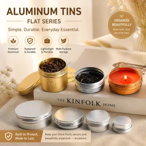 Metal Round Empty 16oz 10 Gram 5ml 50ml 100ml Screw Lid Sliver white Candle tea Aluminum Tin Cans Jar for Products