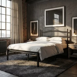 Metal Single Iron Bed Frame with Silent Design Rust Proof Treatment Load bearing Capacity of 3500 Pounds Storage Space