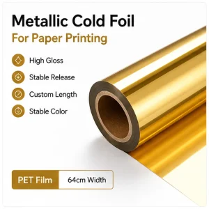 Metallic Cold Stamping Foil PET Foil Roll for Paper Printing 64cm x 120m Cold Foil UV Printing Label Packaging Paper Plastic