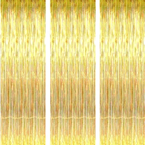 Metallic Holographic Foil Fringe Streamer Rainbow Wedding Birthday Party Stage Room Divider Doorway Decorative Tinsel Curtain