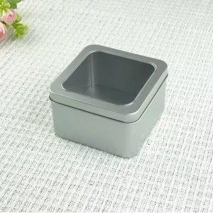 Metallic Square Tinplate Box with Window for Candy Cookies and Chocolate Cakes