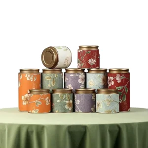 Metallic Tinplate Cylinder Scented Tea Storage Box