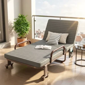 Midday Rest Modern Minimalist Metal Folding Bed Single Person Office Recliner Desk Napping Essential Hospital Companion Bed
