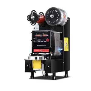 Milk Tea Coffee Cup Sealing Machine Heat Sealing 90mm Caliber for Paper Plastic PET PP Cups Beverage Capping Sealer