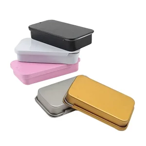 Mini 16ml Black Rectangular Metal Tinplate Box with Sliding Drawer and Lid