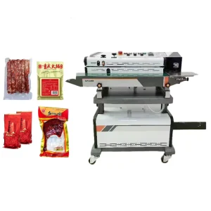 Mini Automatic Continuous Meat Food Packaging Coffee Bag Vacuum Packing Sealing Machine with Code Printer Date Printing