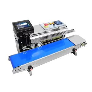 Mini Horizontal Tabletop Continuous Band Sealer with Inkjet Coding for Plastic Bags