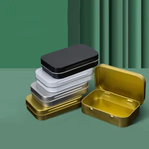 Mini Portable Silver Metal Rectangular Storage Box with Hinged Lids Tin Plate Craft Containers for Home Organizer and Small Kit