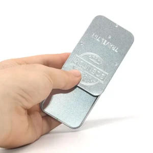Mini Portable Solid Cologne Storage Metal Tin Case with Sliding Lid for Mints, Chewing Gum, and Small Items