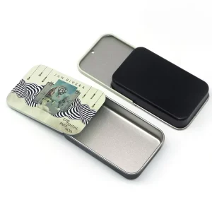 Mini Slide-Lid Tobacco Tin Box with Window for Cigar, Chewing Gum, or Small Gifts
