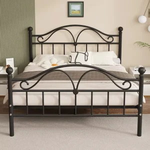 Minimalist Design Metal Bed Frame Black Modern Bedroom Furniture for Hotel School Apartment Bedroom