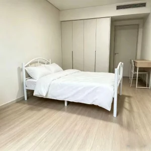 Minimalist Modern Design Fan shaped Single Layer Iron Single Bed for Bedroom Hotel Apartment School