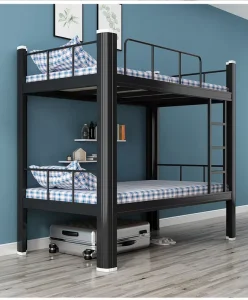 Modern Adjustable Double Deck Bunk Bed with Metal Frame Foldable Design for Apartment Bedroom Use
