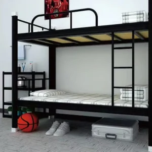 Modern Commercial Furniture Reinforced Steel Double Bunk Bed Safety Guardrail Ladder Knock Down Adjustable Dormitory Bed